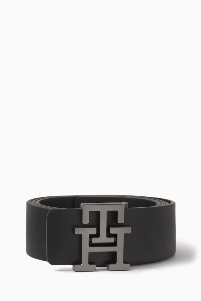 

TH Plaque Reversible Belt in Leather, Black