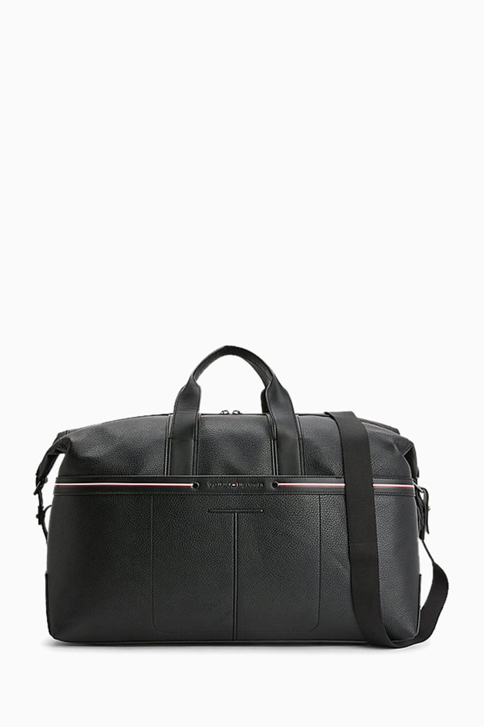 

Pebble Grain Duffel Bag in Faux Leather, Black