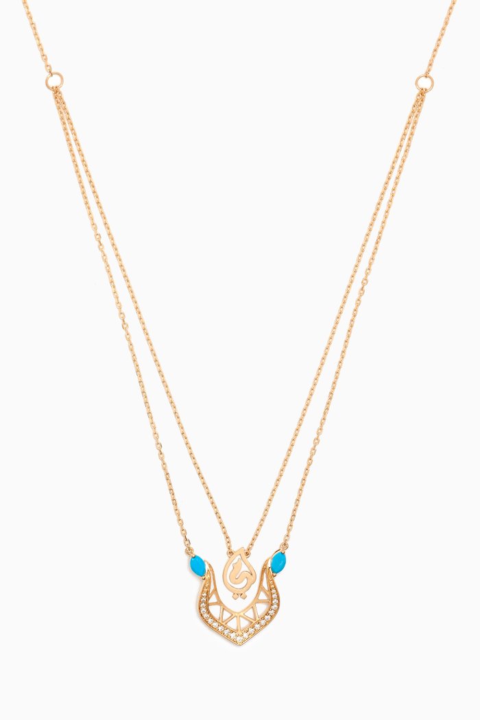 

Ummi Necklace with Diamonds & Turquoise in 18kt Yellow Gold