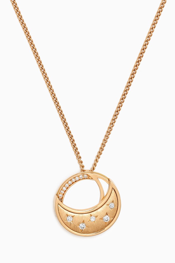 

Qamar Starry Night Diamond & Mother of Pearl Necklace in 18kt Gold, Yellow