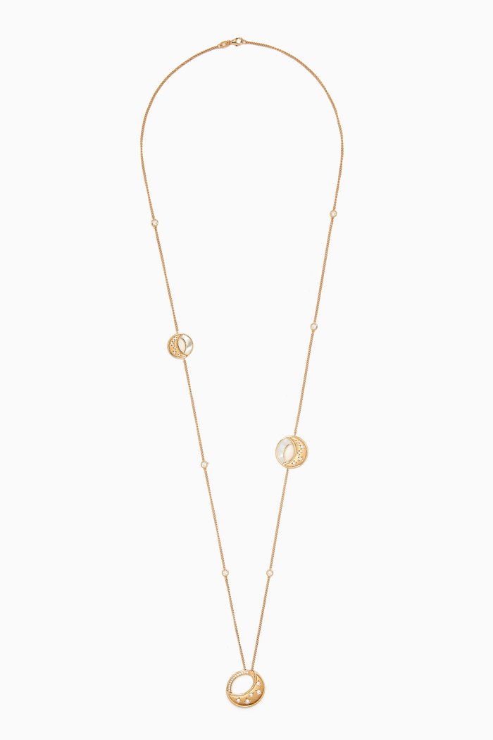 

Qamar Starry Night Diamond & Mother of Pearl Long Necklace in 18kt Gold, Yellow