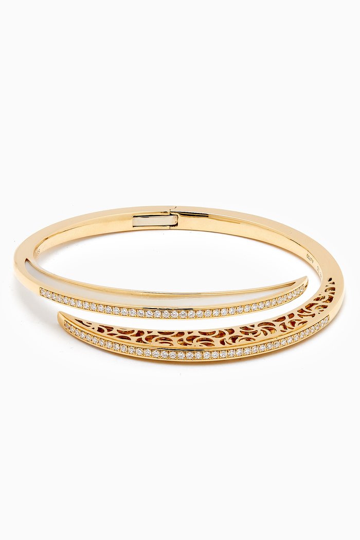 

Qamar Starry Night Diamond & Mother of Pearl Bangle in 18kt Gold, Yellow