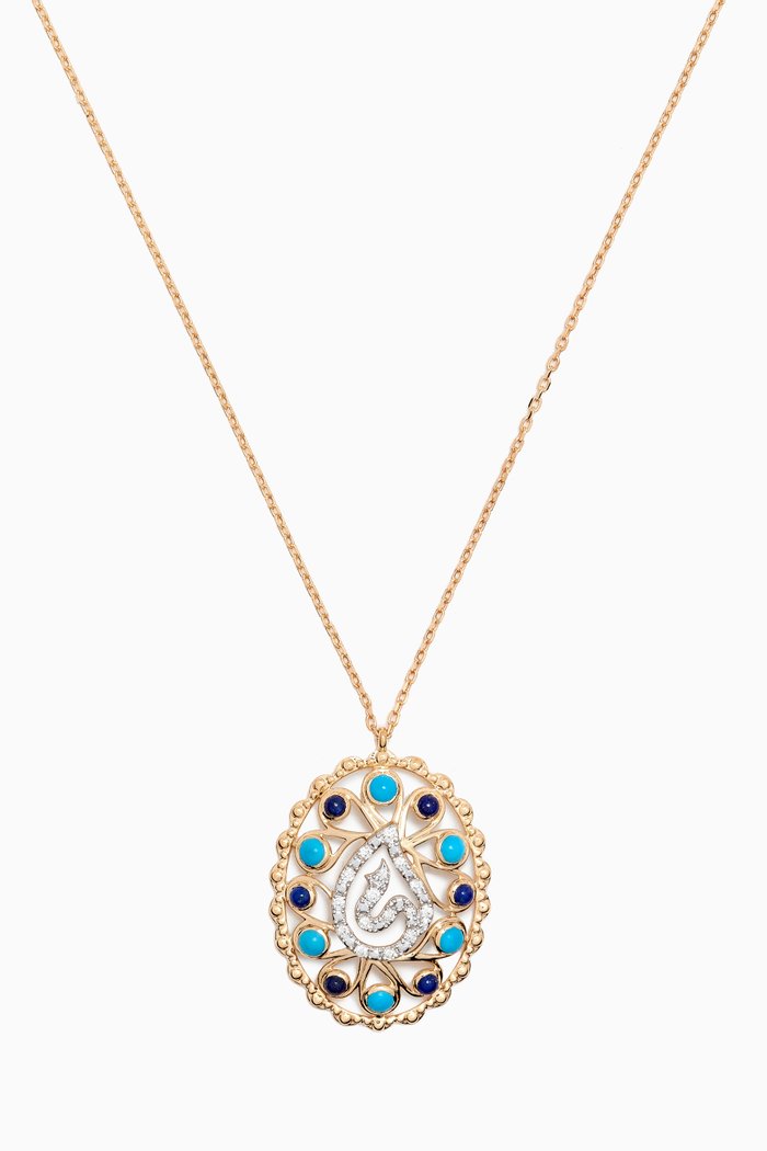 

Ummi Necklace with Diamonds, Turquoise & Lapis Lazuli in 18kt Yellow Gold