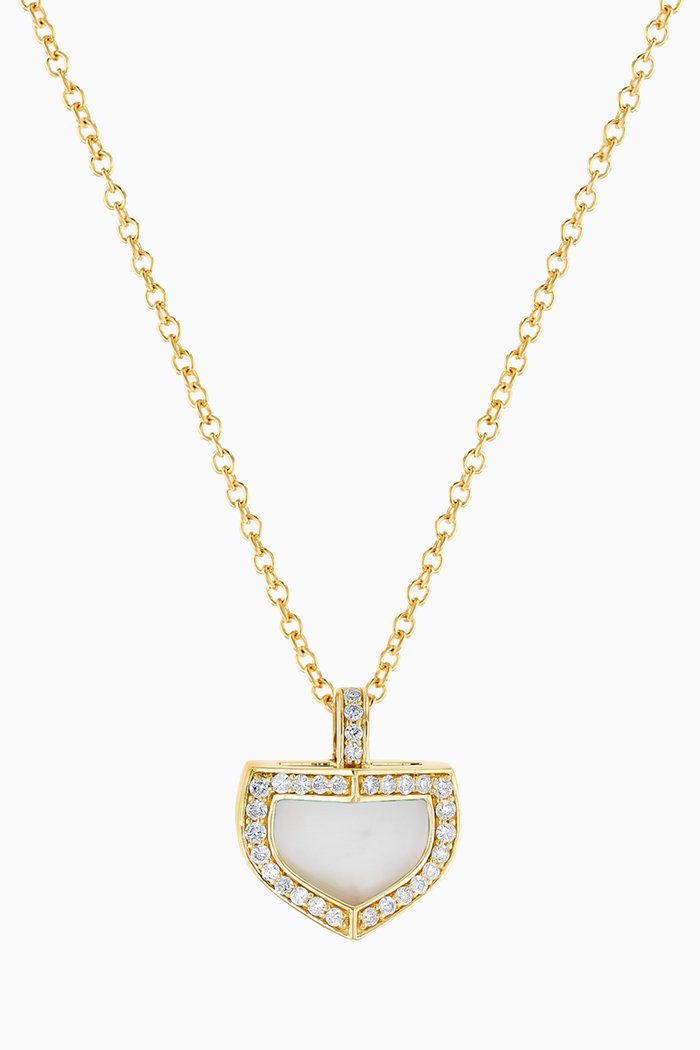 

Dome Art Deco Diamond & Mother of Pearl Necklace in 18kt Yellow Gold