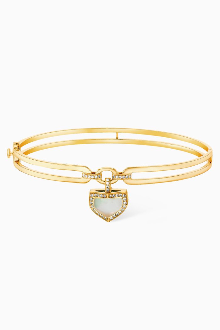 

Dome Art Deco Diamond & Mother of Pearl Bangle in 18kt Yellow Gold