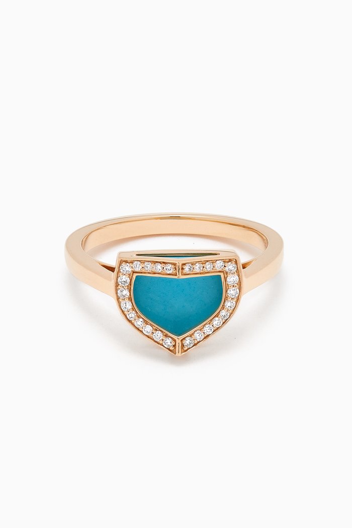 

Dome Art Deco Diamond & Turquoise Ring in 18kt Gold, Yellow