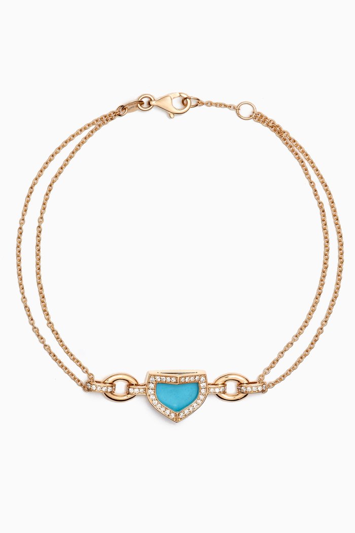 

Dome Art Deco Diamond & Turquoise Bracelet in 18kt Gold, Yellow