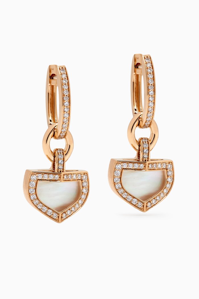 

Dome Art Deco Diamond & Mother of Pearl Earrings in 18kt Gold, Yellow