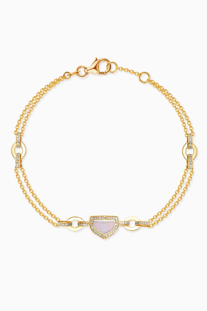 

Dome Art Deco Diamond & Mother of Pearl Bracelet in 18kt Yellow Gold