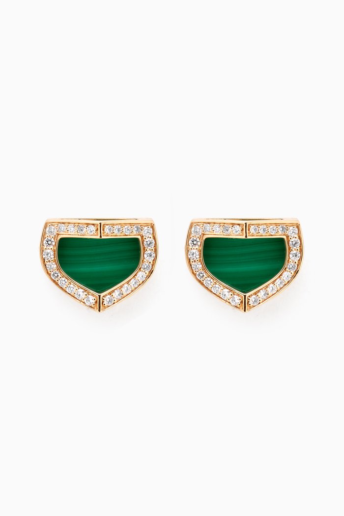 

Dome Art Deco Diamond & Malachite Stud Earrings in 18kt Gold, Yellow