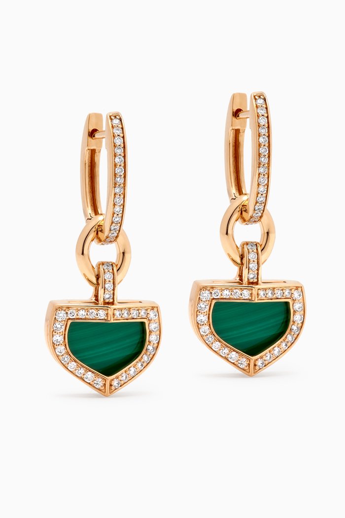 

Dome Art Deco Diamond & Malachite Earrings in 18kt Gold, Yellow