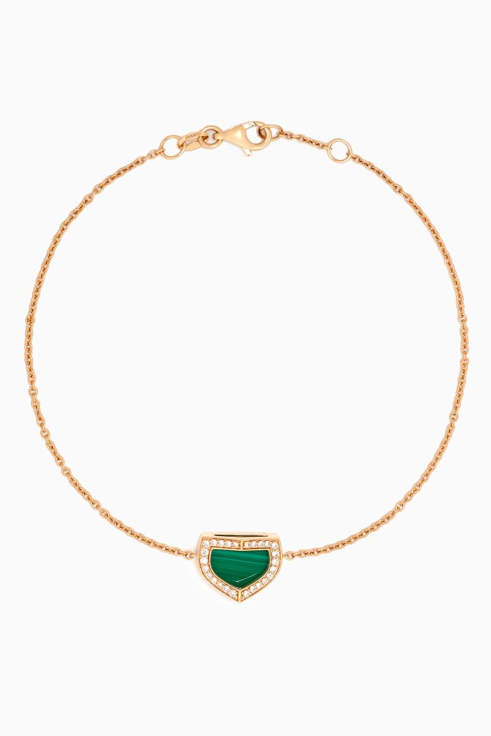 

Dome Art Deco Diamond & Malachite Bracelet in 18kt Gold, Yellow