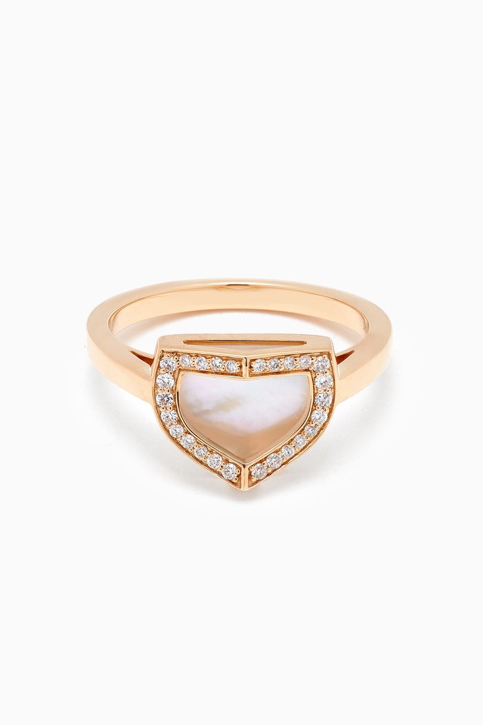 

Dome Art Deco Diamond & Mother of Pearl Ring in 18kt Gold, Yellow