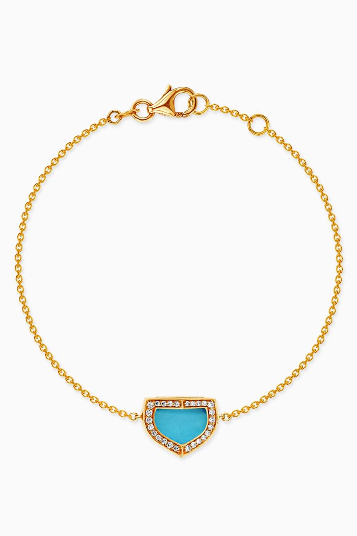 

Dome Art Deco Diamond & Turquoise Bracelet in 18kt Yellow Gold