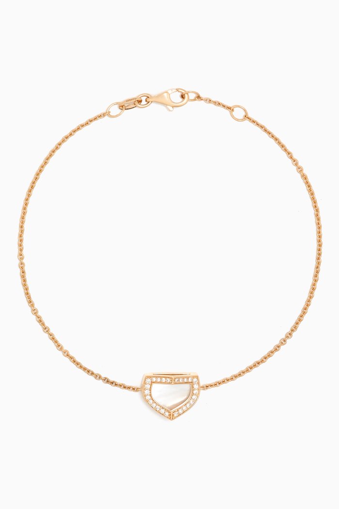 Dome Art Deco Diamond & Mother of Pearl Bracelet in 18kt Gold, Yellow