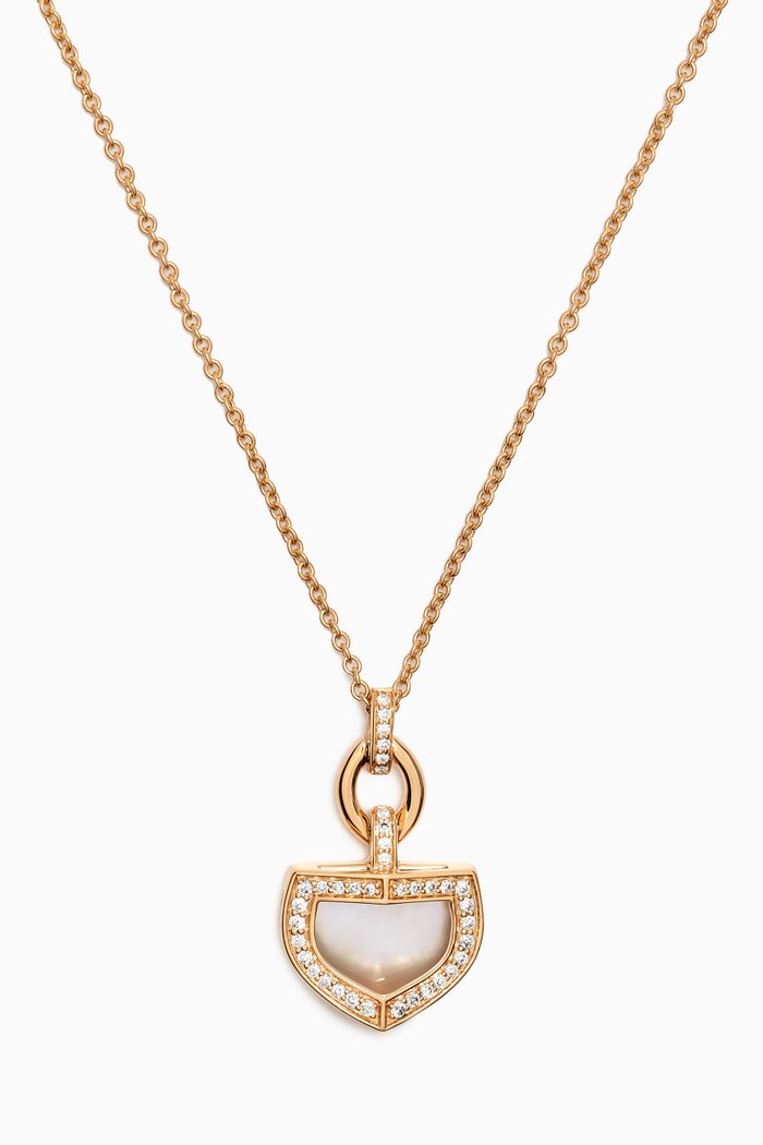 

Dome Art Deco Diamond & Mother of Pearl Necklace in 18kt Gold, Yellow