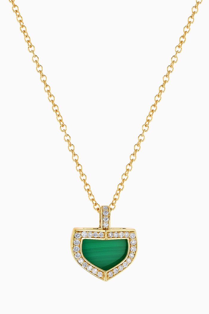 

Dome Art Deco Diamond & Malachite Necklace in 18kt Yellow Gold