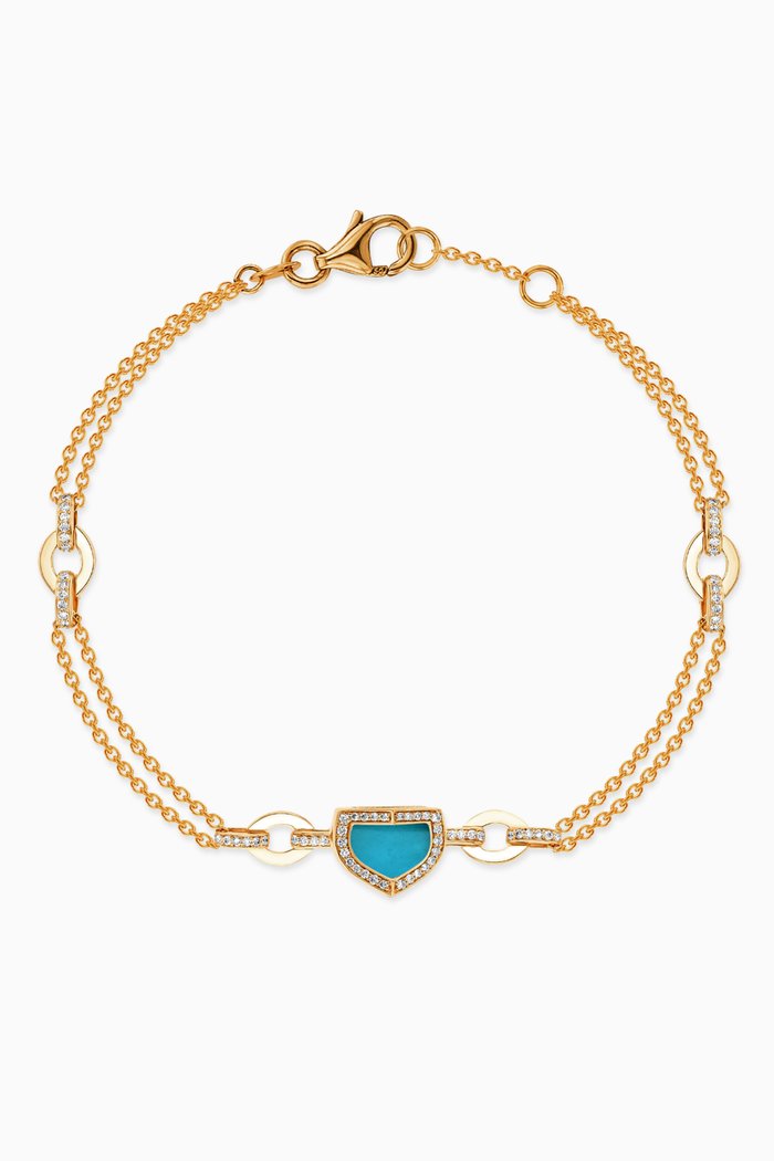 

Dome Art Deco Diamond & Turquoise Bracelet in 18kt Yellow Gold