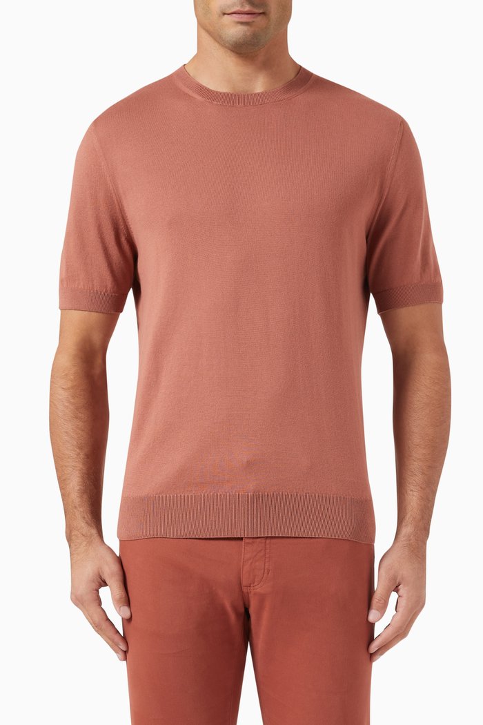 

Premium Short-sleeve T-shirt in Cotton-knit, Burgundy