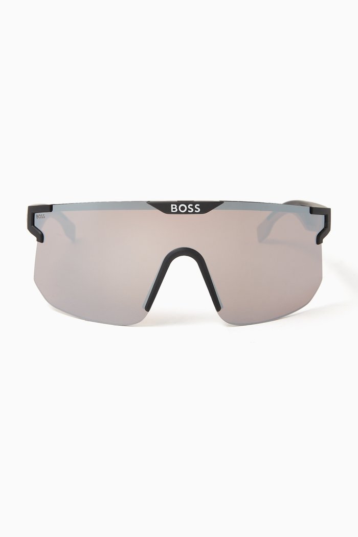 Mask-style Sunglasses in Acetate, Black