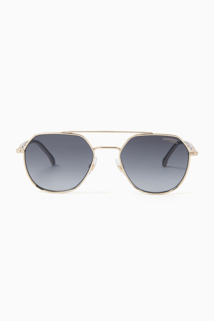 

303/S Geometric Sunglasses in Stainless Steel, Gold