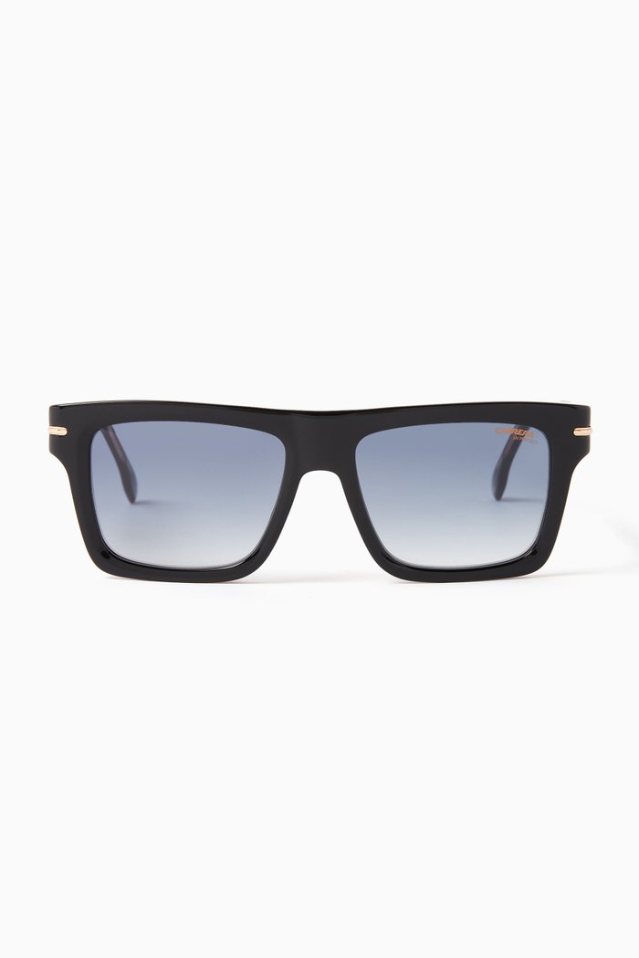 305/S Rectangular Sunglasses in Acetate, Black