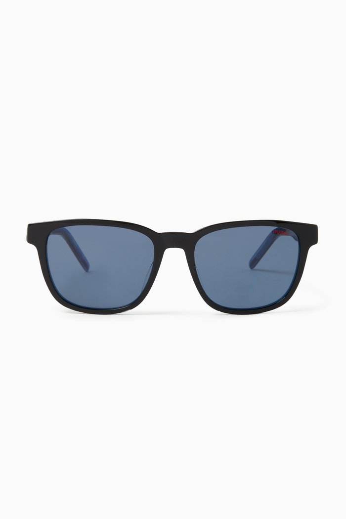 

Square Sunglasses in Horn Acetate, Blue