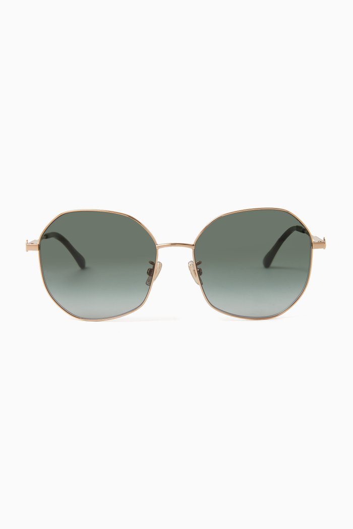 

Astra Square Frame Sunglasses in Metal, Gold