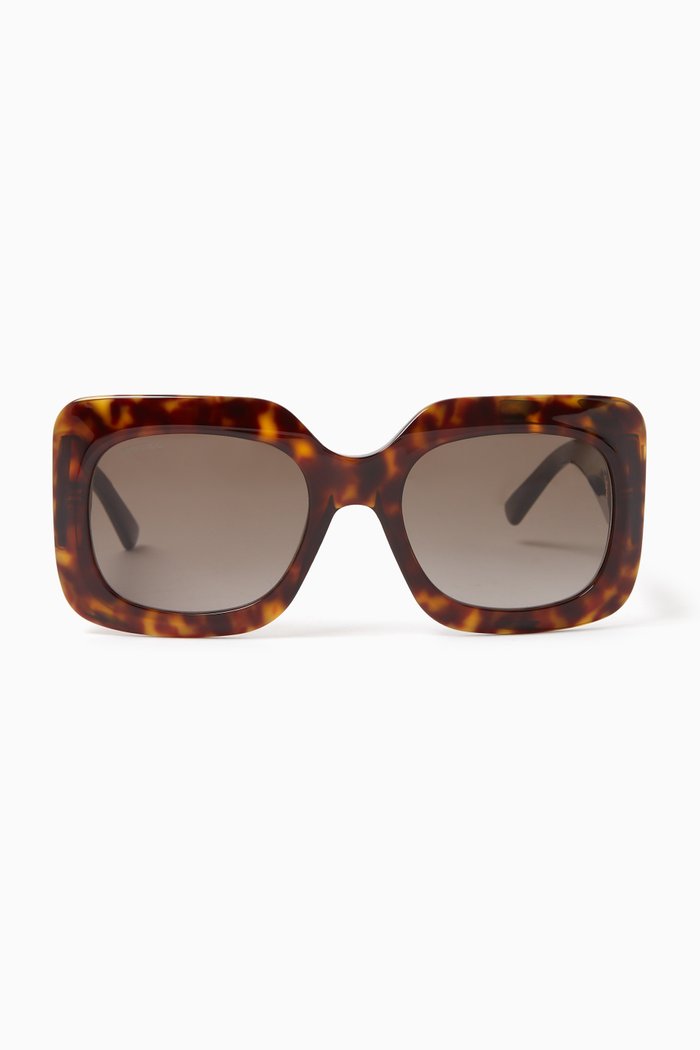 Gaya Oversized Sunglasses in Acetate & Metal, Brown
