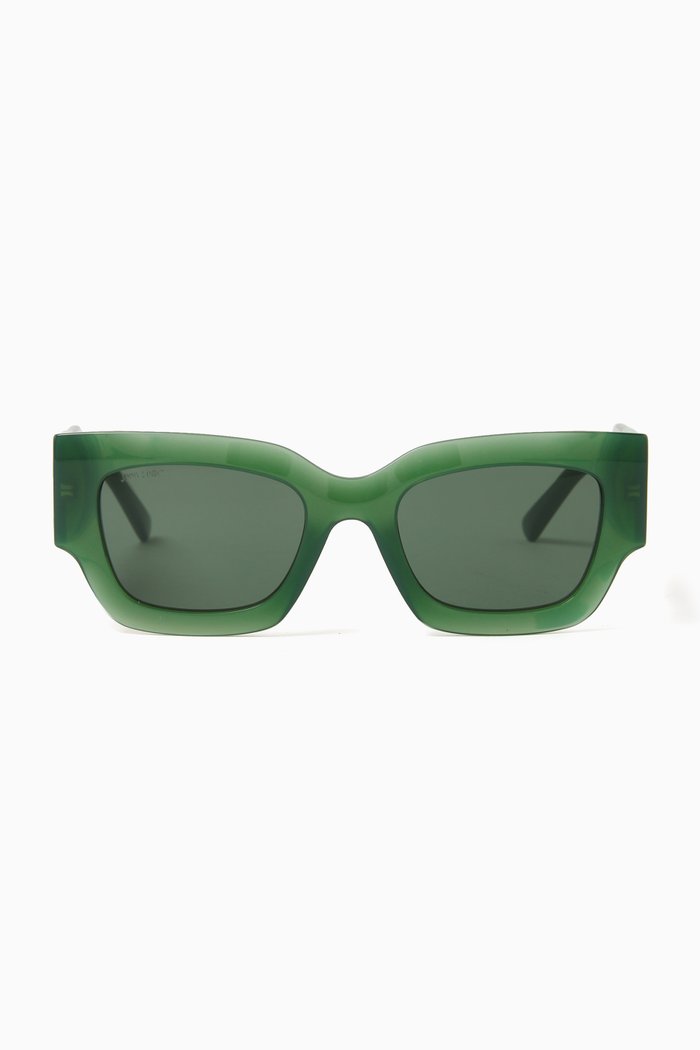 

Nena Rectangular Frame Sunglasses in Acetate, Green