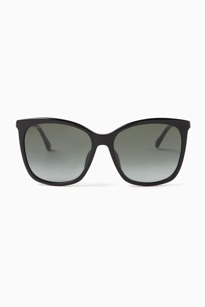 Nerea Square Frame Sunglasses in Acetate, Black
