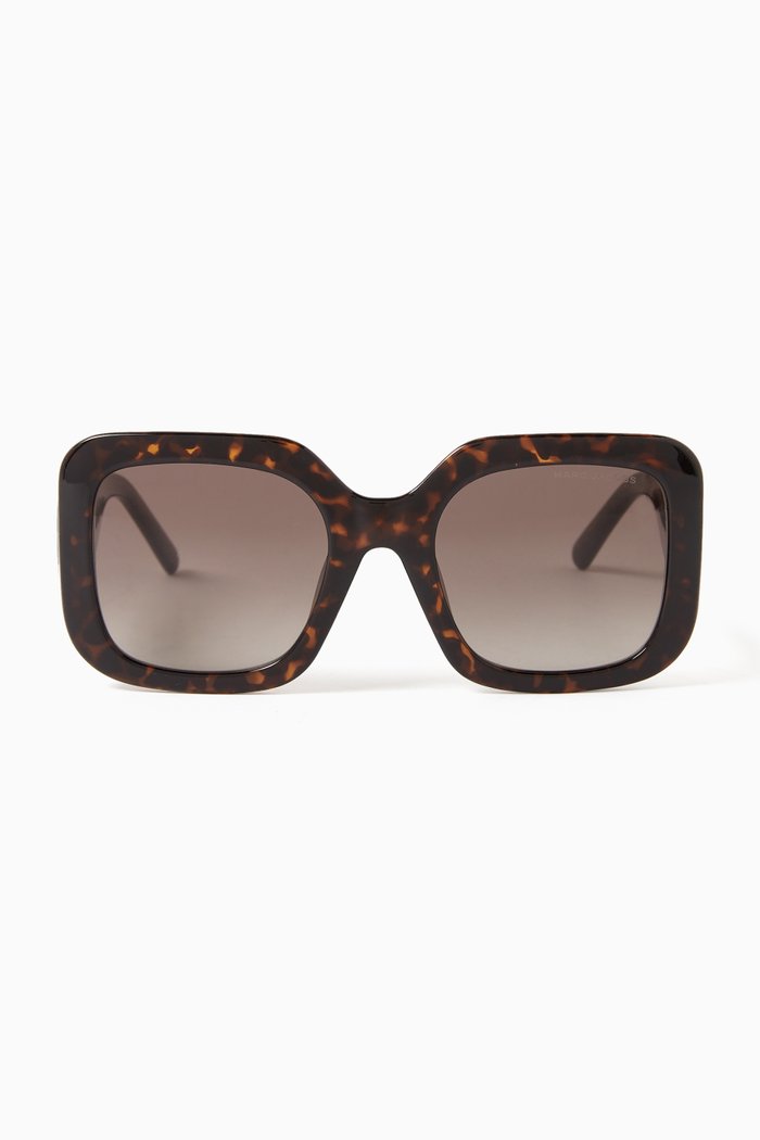 J Marc Oversized Square Sunglasses in Acetate, Brown