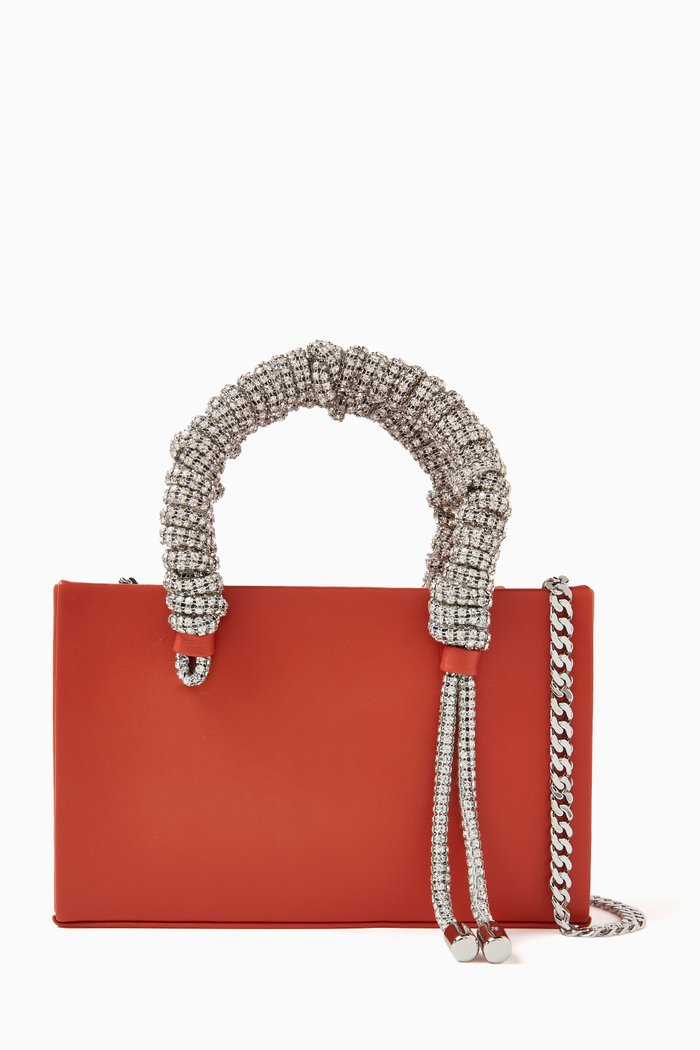

Midi Phone Cord Tote Bag in Smooth Leather, Red