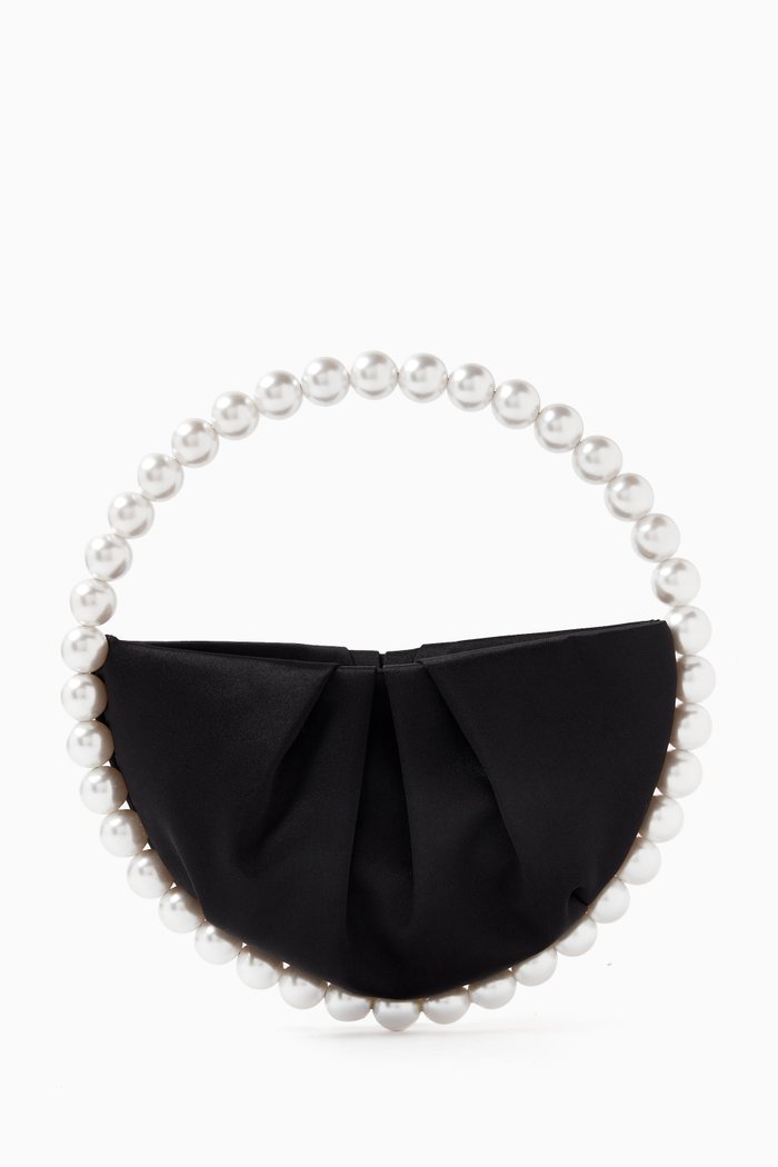 

Pearl Eternity Clutch in Satin, Black