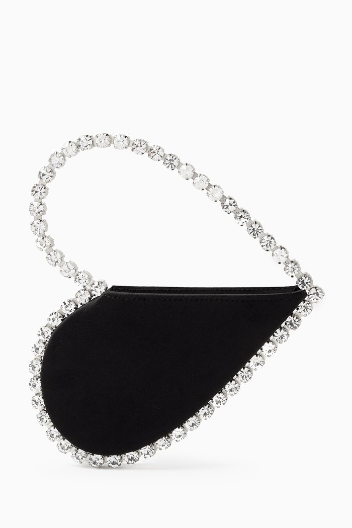 

Small Heart Shape Love Clutch in Satin and Crystals, Black
