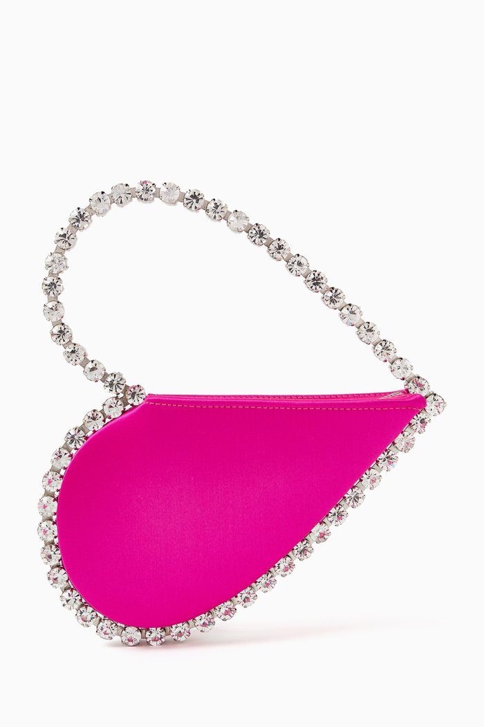 

Small Heart Shape Love Clutch in Satin, Pink