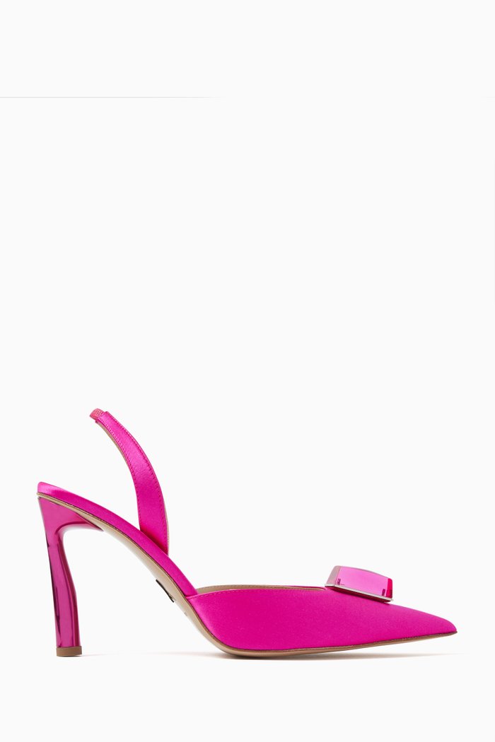 

Point Cube 95 Slingback Pumps in Satin, Pink