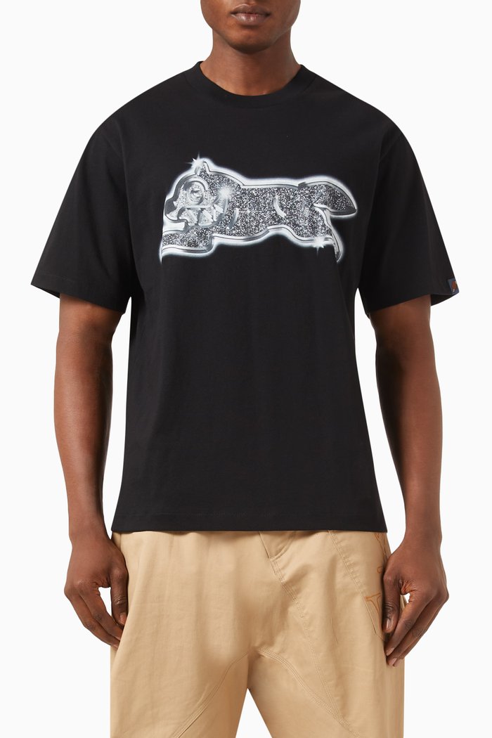 

Iced Out Running Dog Graphic-print T-shirt in Cotton-jersey, Black