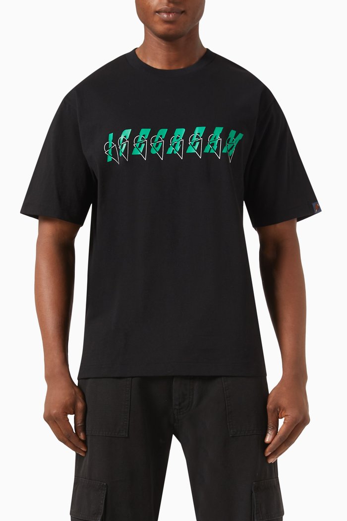 

Italic Logo Graphic-print T-shirt in Cotton-jersey, Black