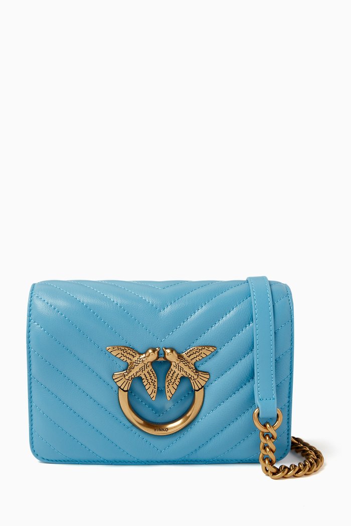 Mini Love Click Crossbody Bag in Nappa Leather, Blue