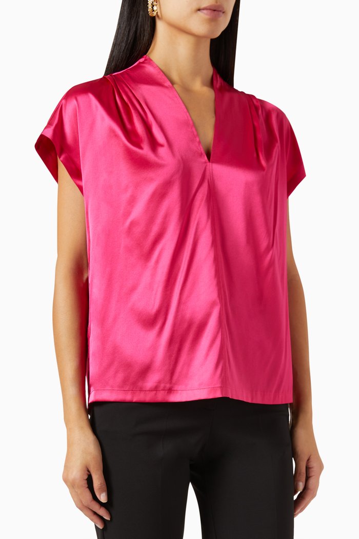 

Breve Blouse in Silk Satin, Pink