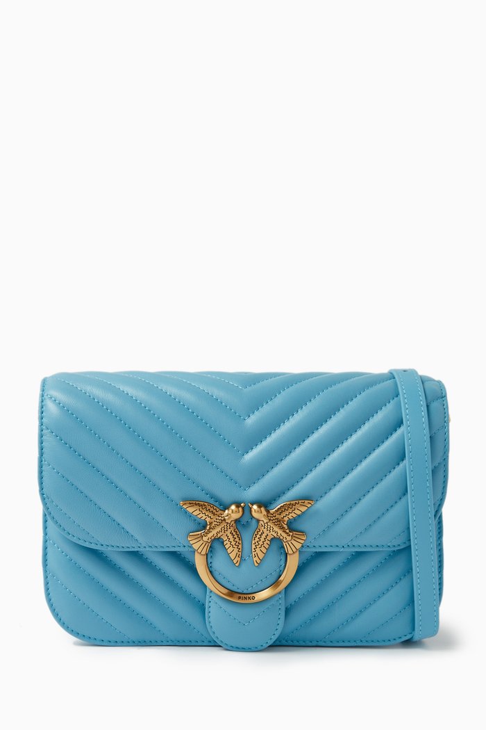 

Love Bell Classic Crossbody Bag in Quilted Leather, Blue