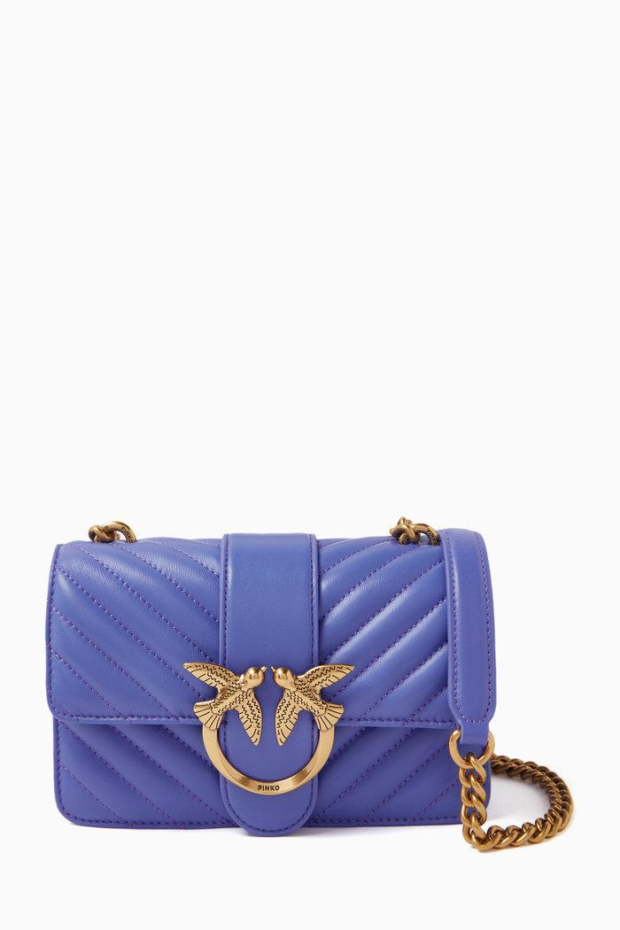 

Mini Love Click Crossbody Bag in Quilted Leather, Blue