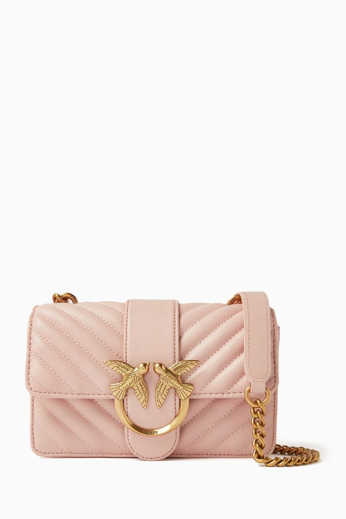 

Mini Love Click Crossbody Bag in Quilted Leather, Pink