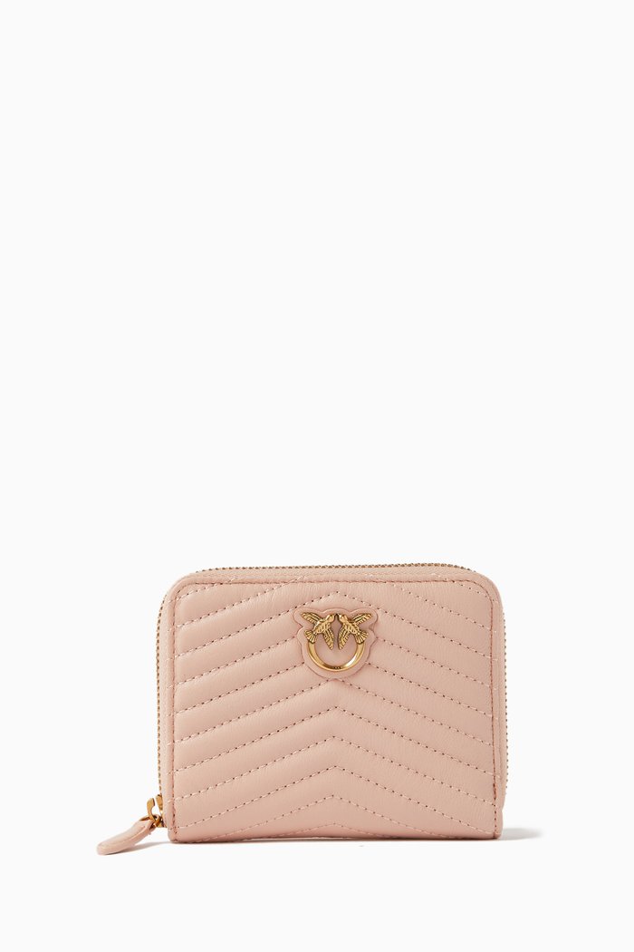 

Taylor Wallet in Quilted Leather, Pink