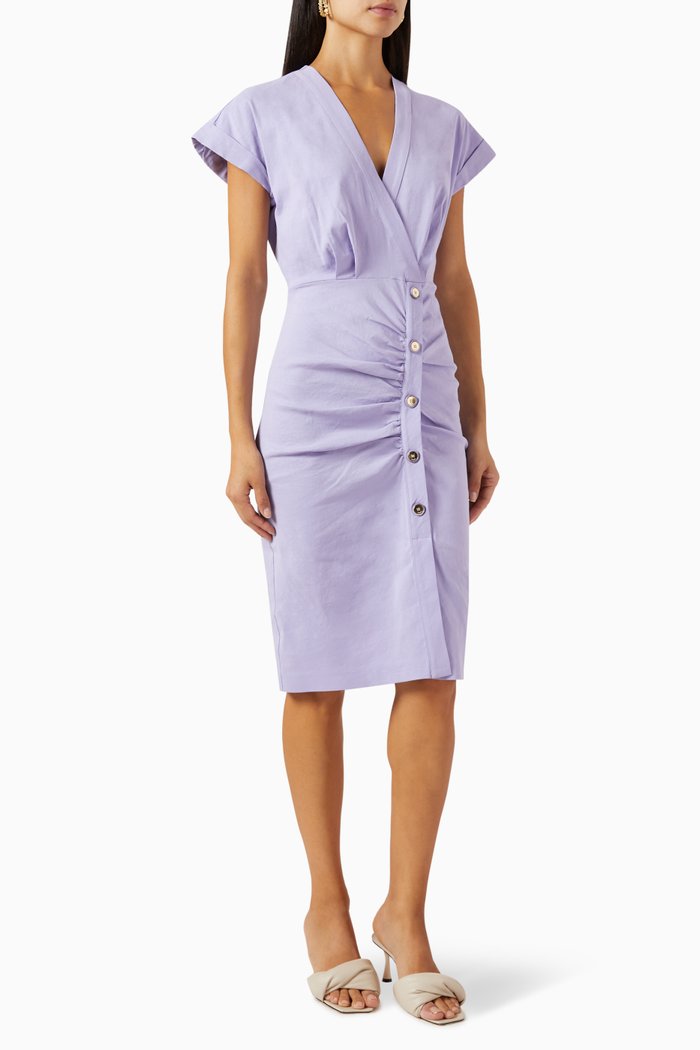 

Agitato Dress in Linen & Viscose, Pink