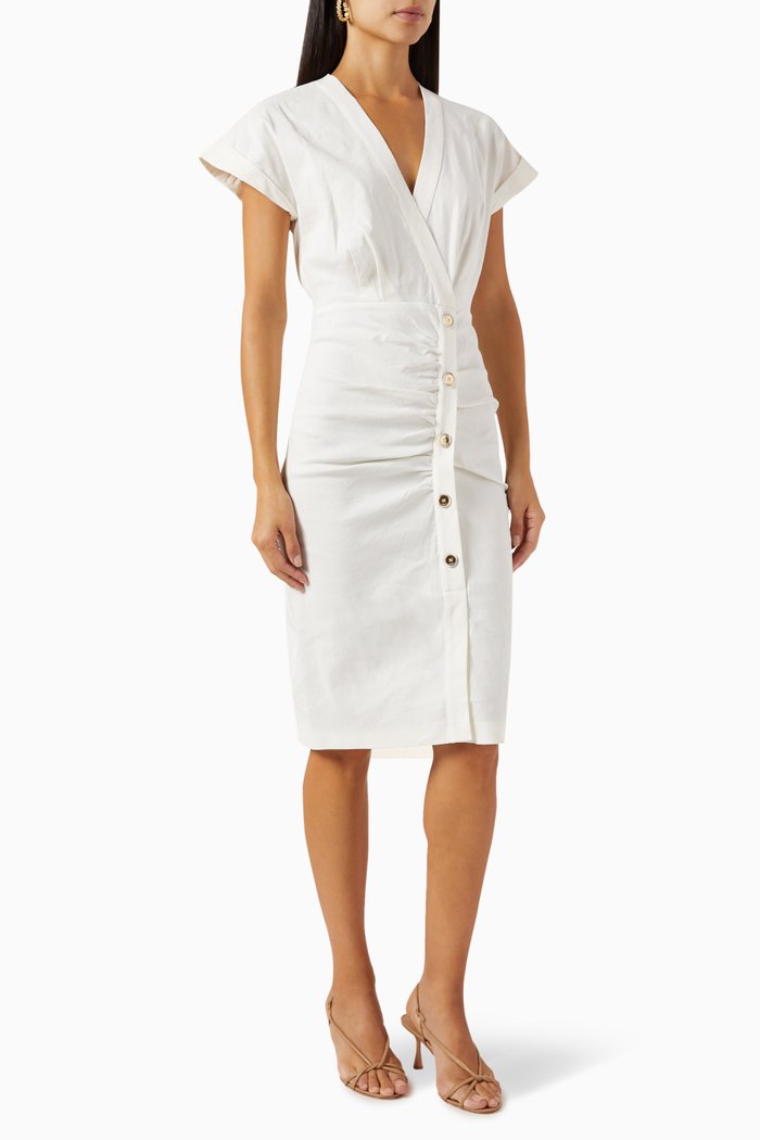 

Agitato Dress in Linen & Viscose, White