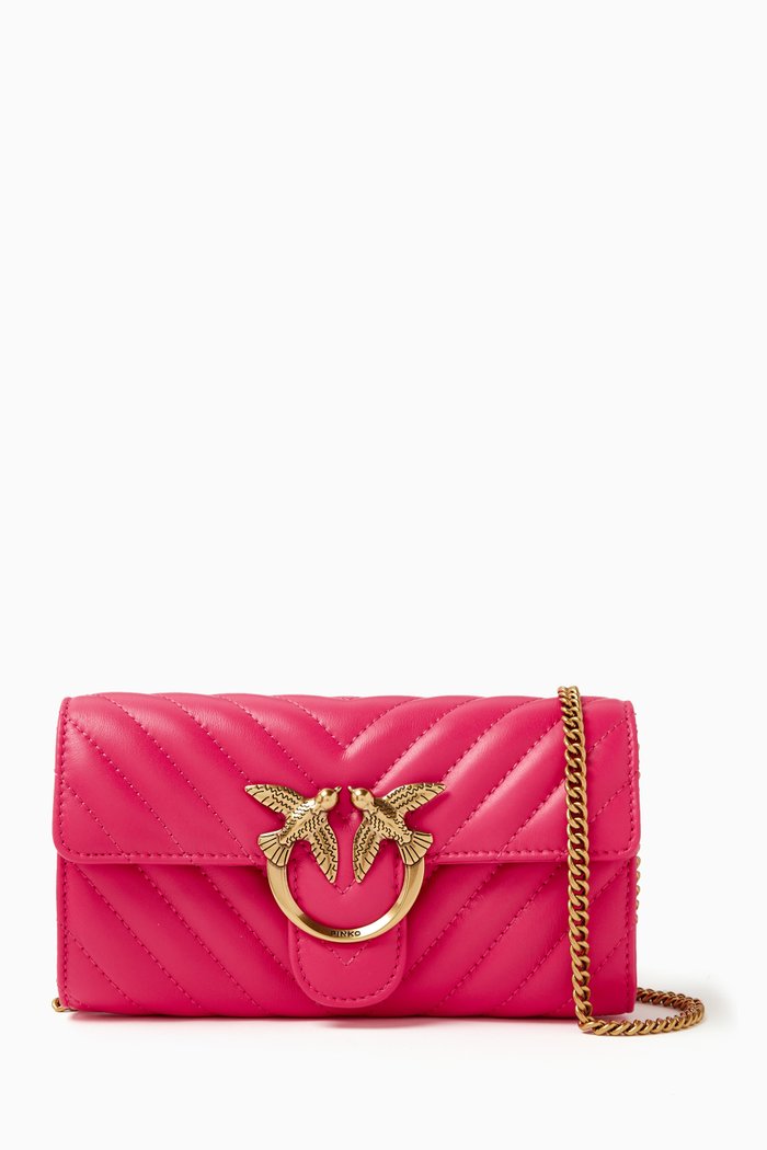 

Mini Love Icon Wallet Bag in Quilted Leather, Pink