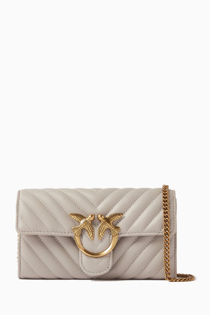 

Mini Love Icon Wallet Bag in Quilted Leather, Grey