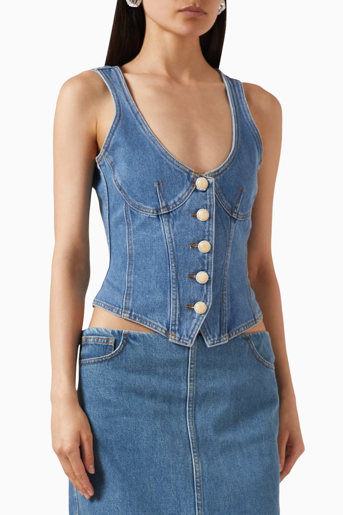 

Corset Vest in Denim, Blue